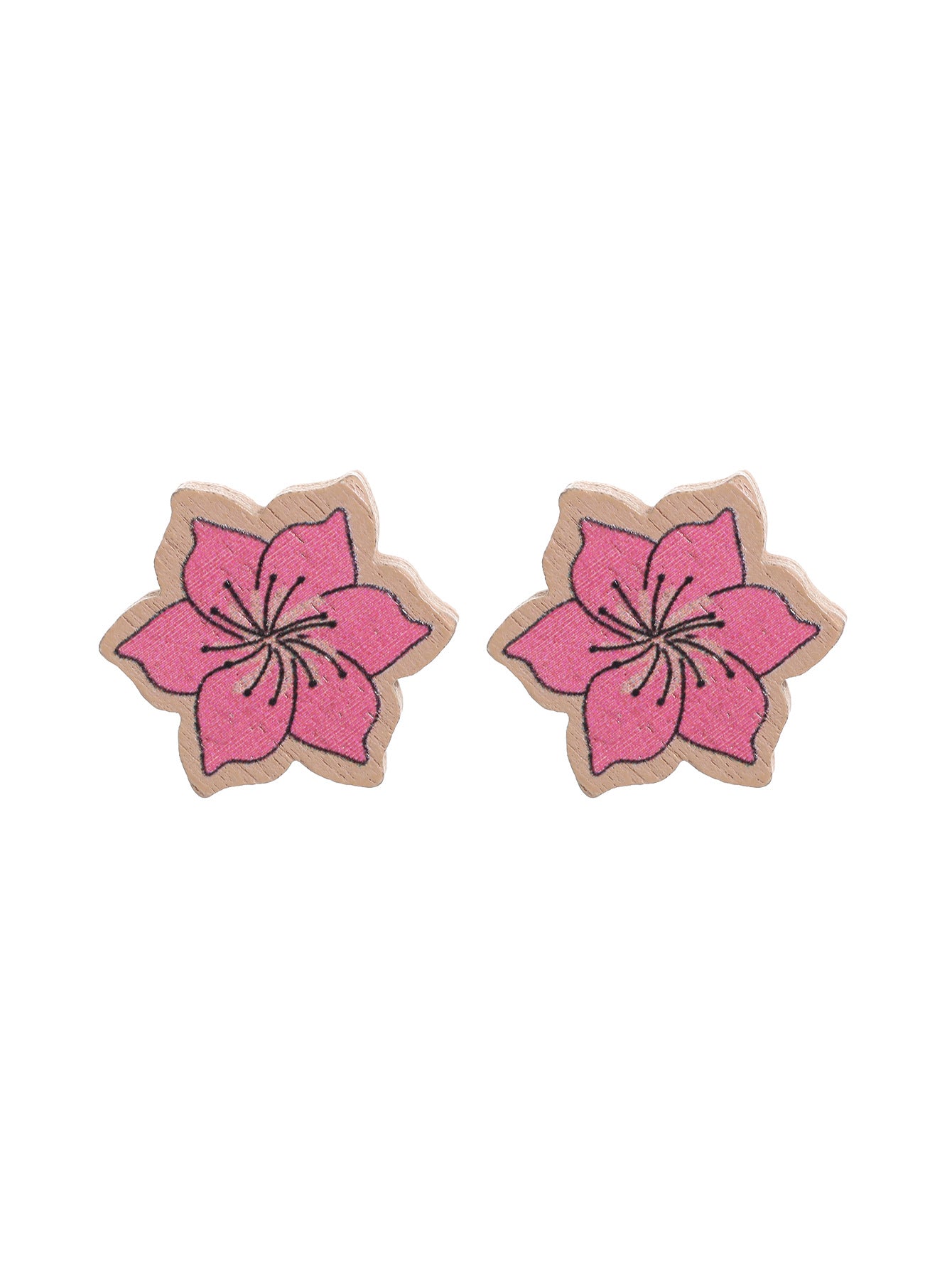 Wholesale Western Style Sunflower Flower Chrysanthemum Pattern Wooden Earrings
